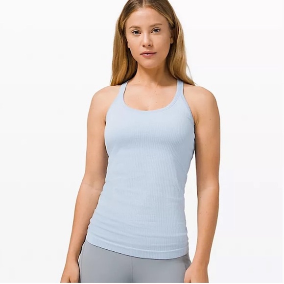 lululemon athletica Tops - Lululemon Ebb To Street Tank Blue Linen